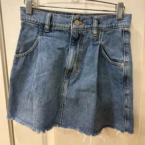 We The Free Distressed Blue Denim Mini Skirt